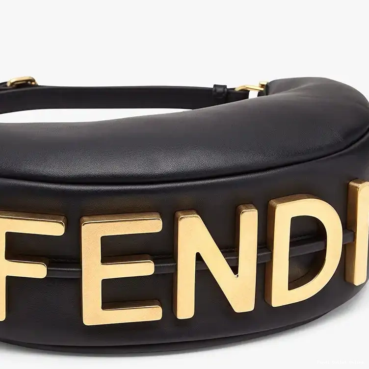 Affordable Black Fendi Fendigraphy Bag Hobo In Leather Small Calf 0520